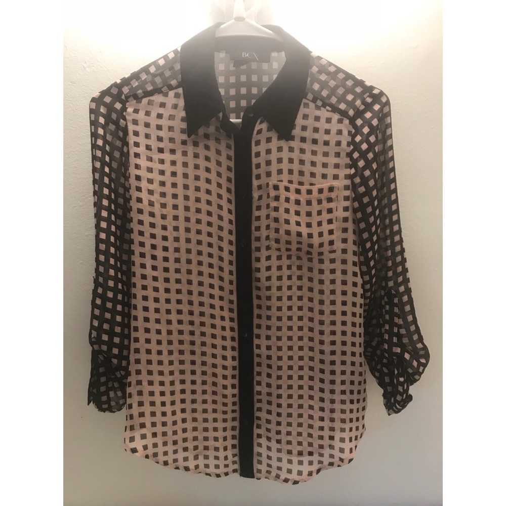 NEVER WORN XS Checkered Blouse